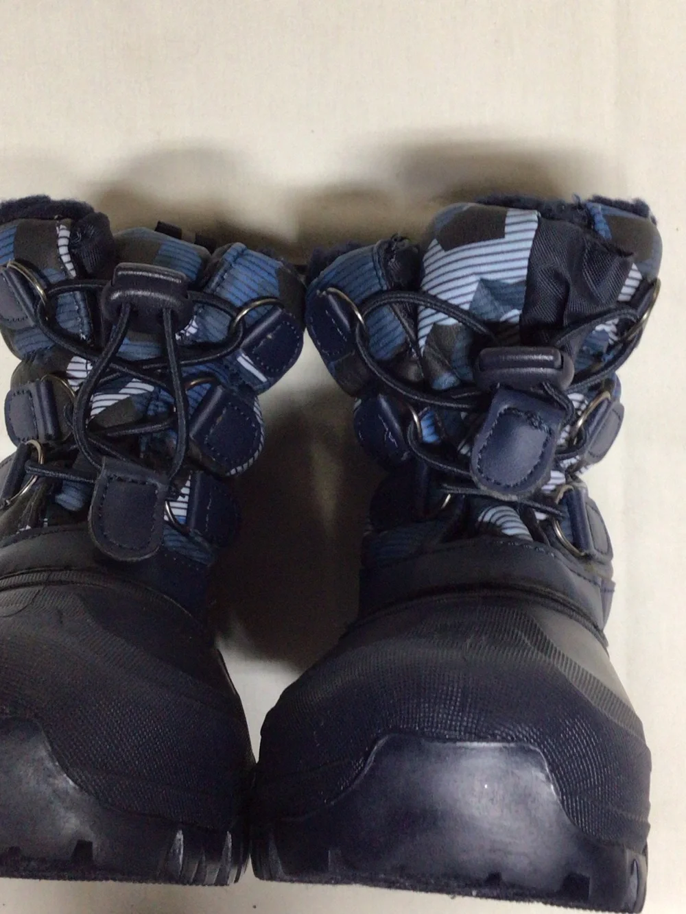 Kids Waterproof Navy Blue Snow Boots with Fleece Lining